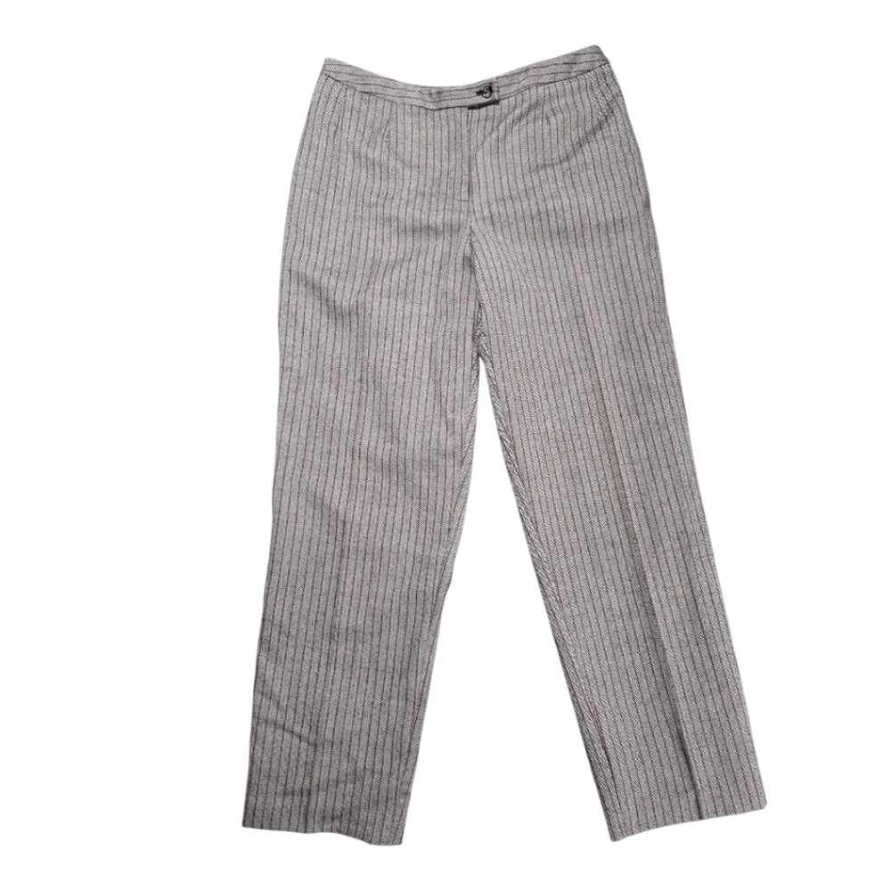 Vintage Harve Benard High Rise Slim Wool Trousers Size 12 Gray Check Plaid Pants
